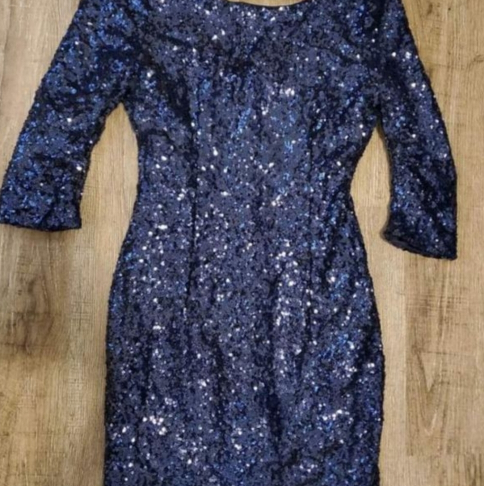 LuLu's Navy Blue Sequin Party Dress